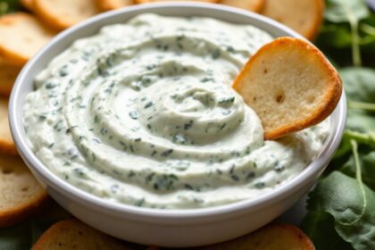 Creamy vegan spinach dip, delicious plant-based appetizer.