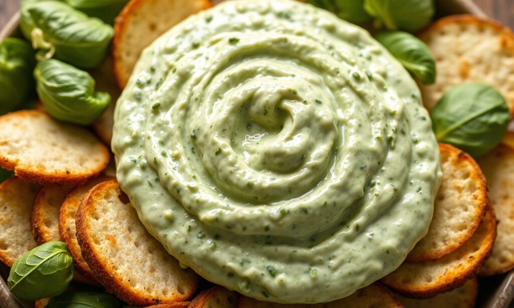 Creamy vegan spinach dip, vibrant and delicious plant-based appetizer.