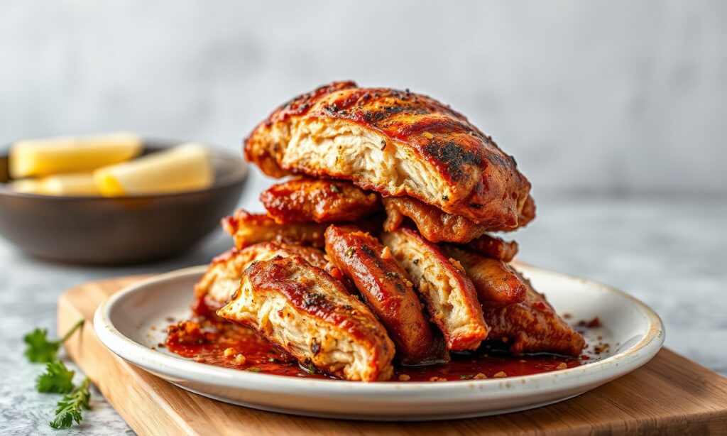 Lean BBQ pulled chicken recipe, grilled, tasty, magical, guilt-free feast.