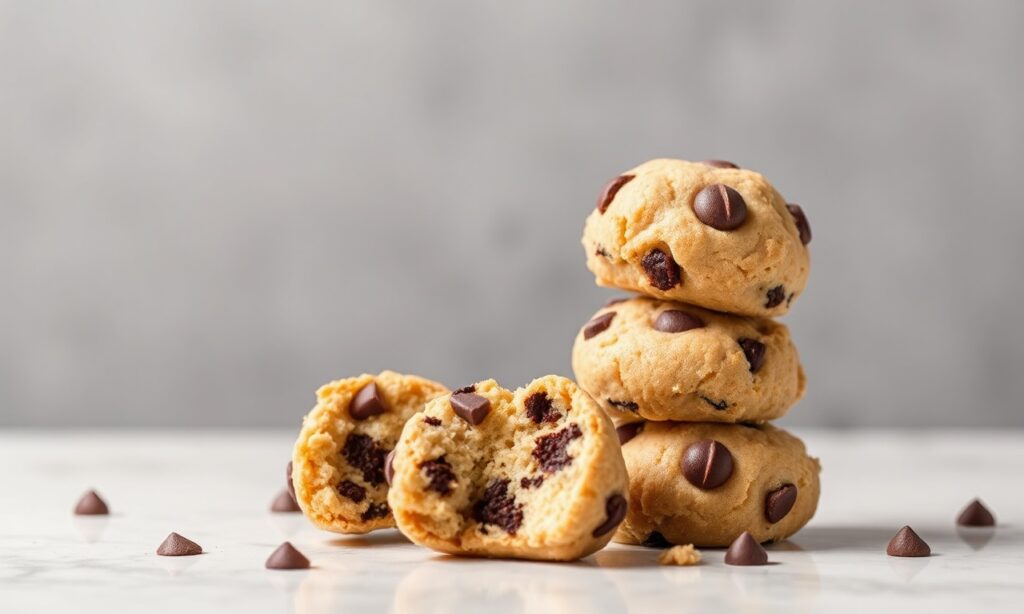 Delicious cookie dough bites: heavenly sweet bliss, irresistible cookie dough.
