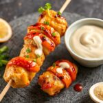 Juicy chicken skewers with Kewpie Mayo magic.
