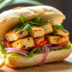 Vibrant Lemongrass Tofu Banh Mi sandwich, a delicious vegan twist.