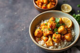 Cauliflower tikka masala: vibrant and flavorful Indian dish.