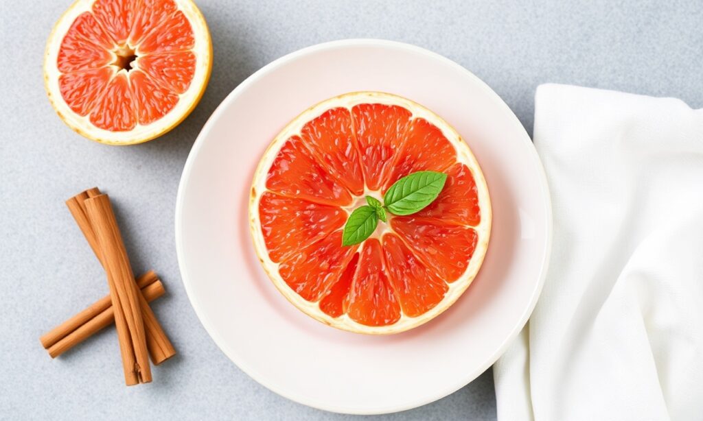 Zesty broiled grapefruit with cinnamon, a bright citrus twist.