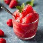 Refreshing raspberry sorbet, perfect summer treat.