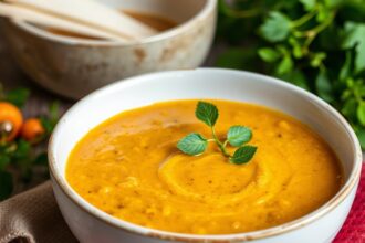 Golden lentil soup: a nourishing bowl of comfort and flavor.