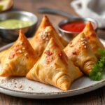 Crispy beef samosas: golden, savory fried Indian snacks.