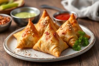 Crispy beef samosas: golden, savory fried Indian snacks.