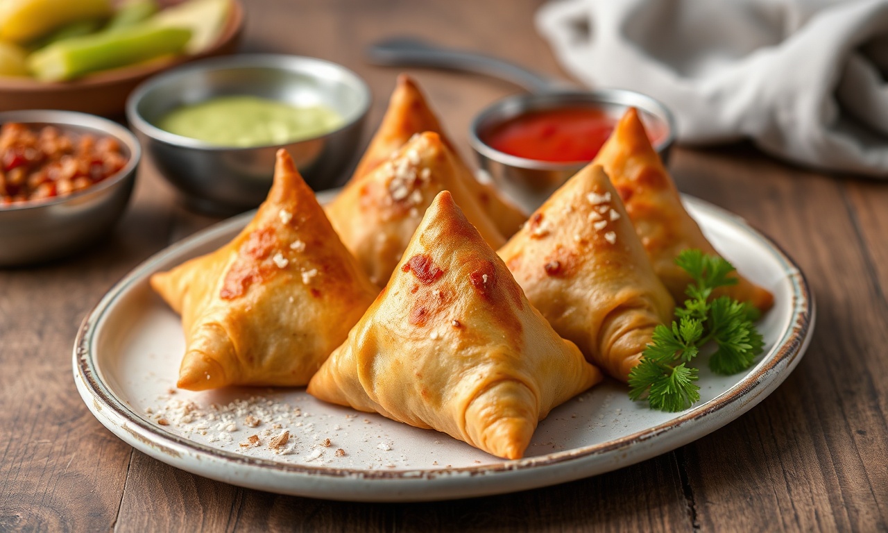 Crispy beef samosas: golden, savory fried Indian snacks.