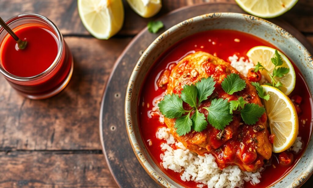 Savoring Pipian Rojo with chicken: rich, flavorful Mexican tradition.