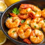 Zesty lemon garlic shrimp, keto delight, easy one-pan meal.