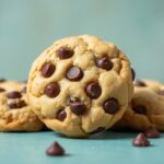 Tahini meets chocolate chip cookies: unique, delicious baked treat.