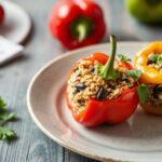 Colorful quinoa and black bean stuffed peppers, a nutritious delight.