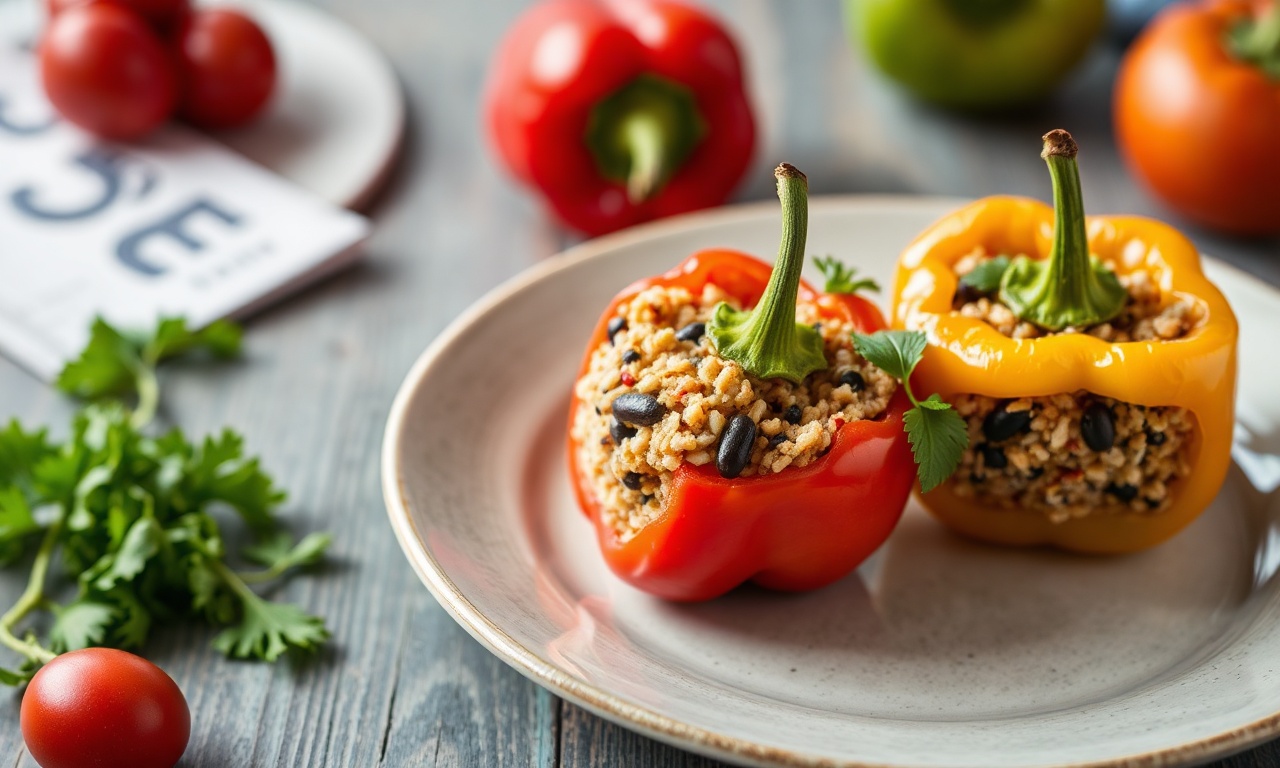 Colorful quinoa and black bean stuffed peppers, a nutritious delight.