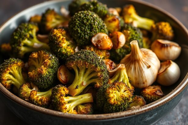 Golden roasted broccoli and garlic, a power-packed flavor duo.