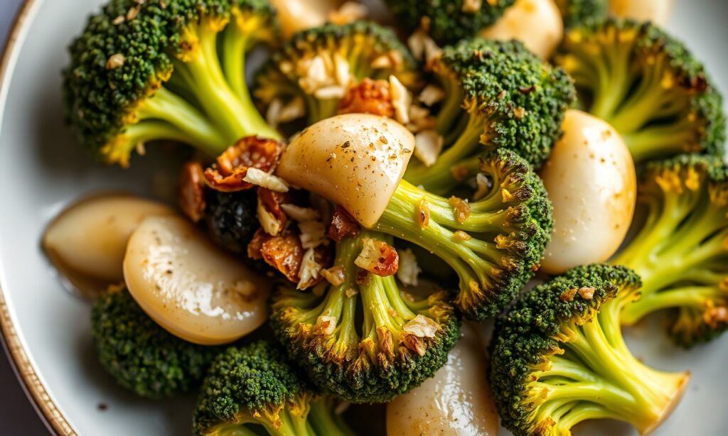 Golden roasted broccoli and garlic: a healthy, flavorful power-packed duo.