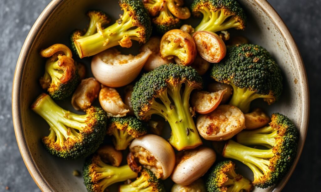 Golden roasted broccoli and garlic, a flavor-packed duo.