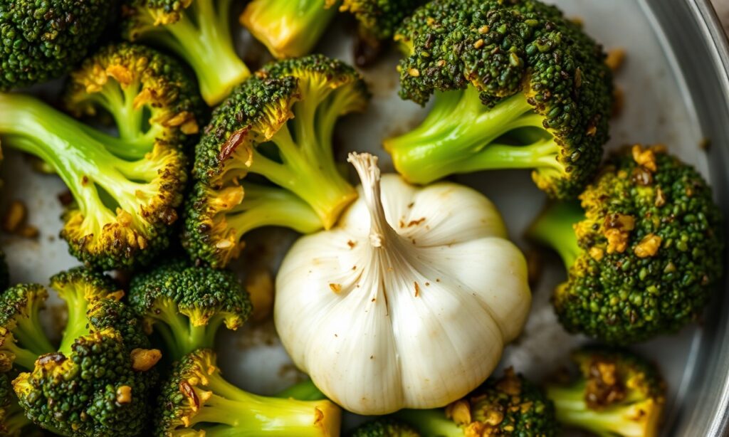 Golden roasted broccoli and garlic, a flavor-packed duo.