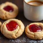 Jam thumbprint cookies: buttery, sweet, wholesome treasures with fruity goodness.