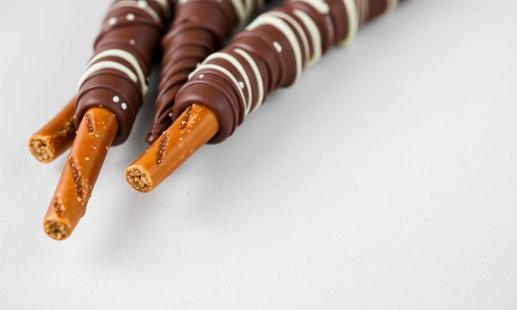 Sweet salty chocolate-covered pretzel rods: a perfect flavor combination.