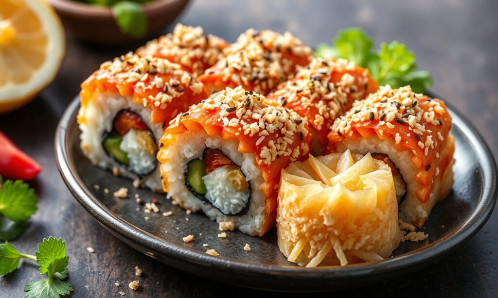 Vegan Crunchy Roll sushi: a delicious plant-based delight to try.