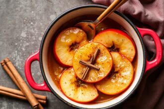 Warm baked apples with cinnamon, a cozy seasonal delight.