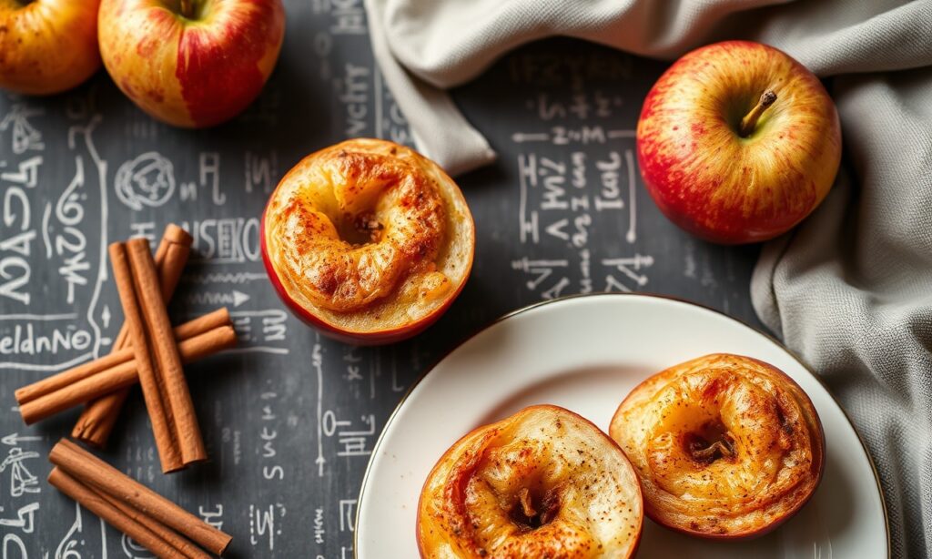 Warm baked apples with cinnamon, a cozy seasonal delight.