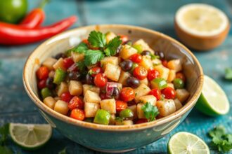 Zesty chili lime bean salad: vibrant, energizing, guilt-free delight.