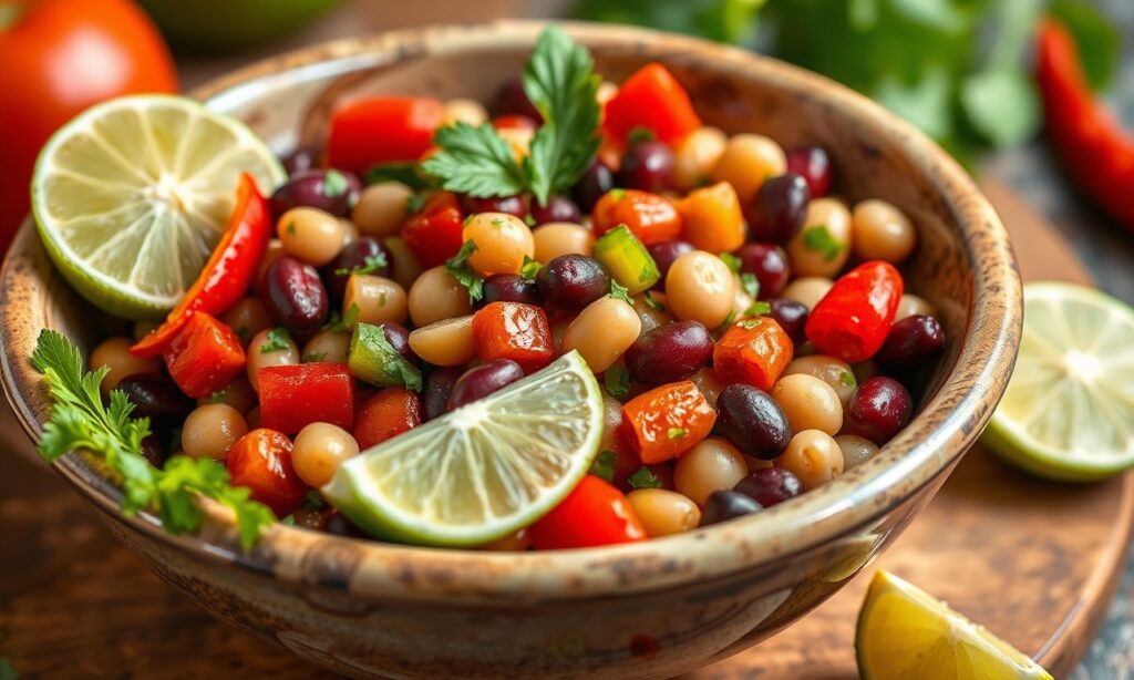 Zesty chili lime bean salad: vibrant, healthy, and flavorful.