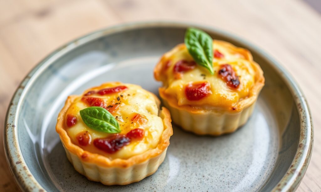 Delicious Tiny Tasties: Mini crustless quiches artfully arranged.