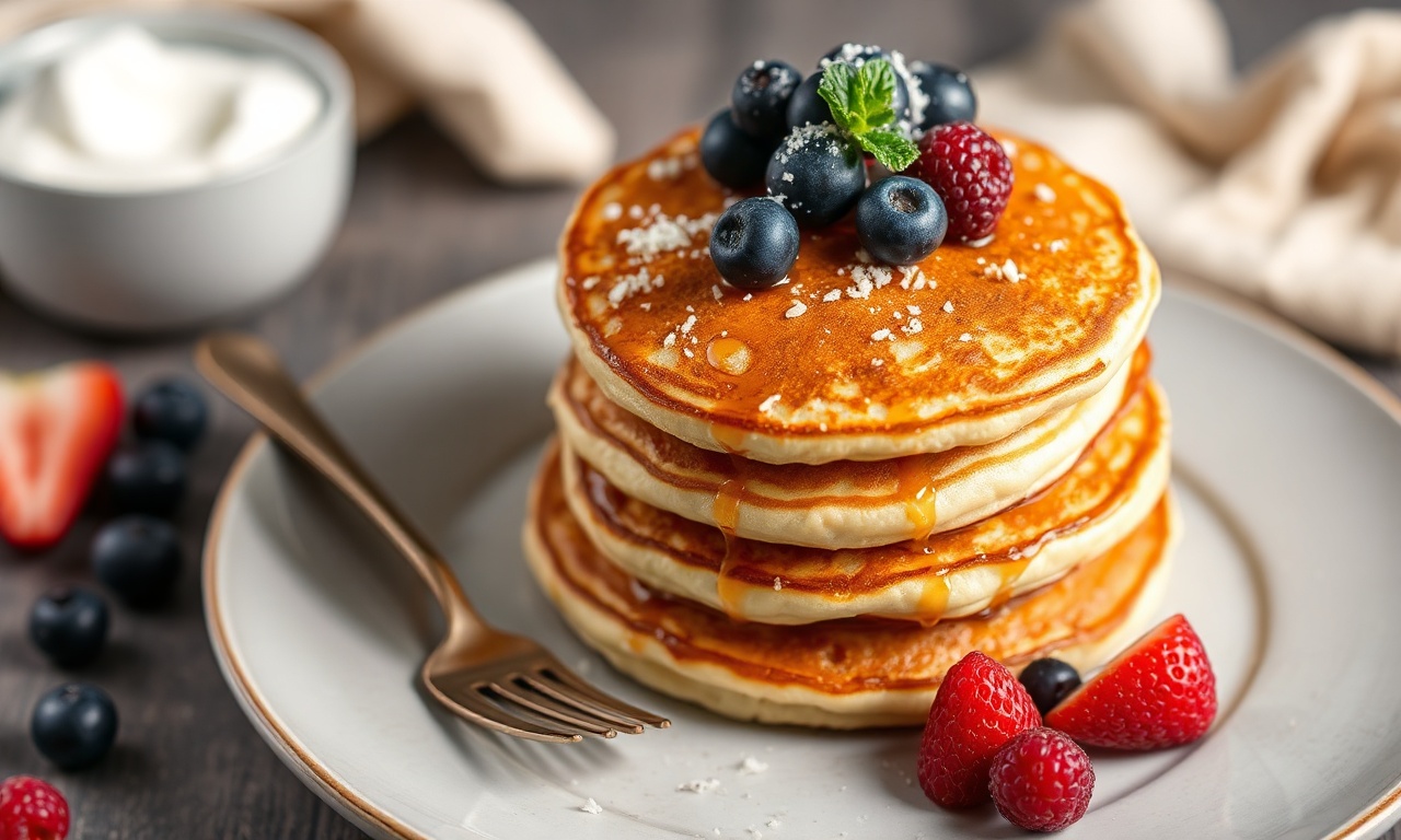 Fluffy Greek yogurt pancakes for a protein-packed morning boost.