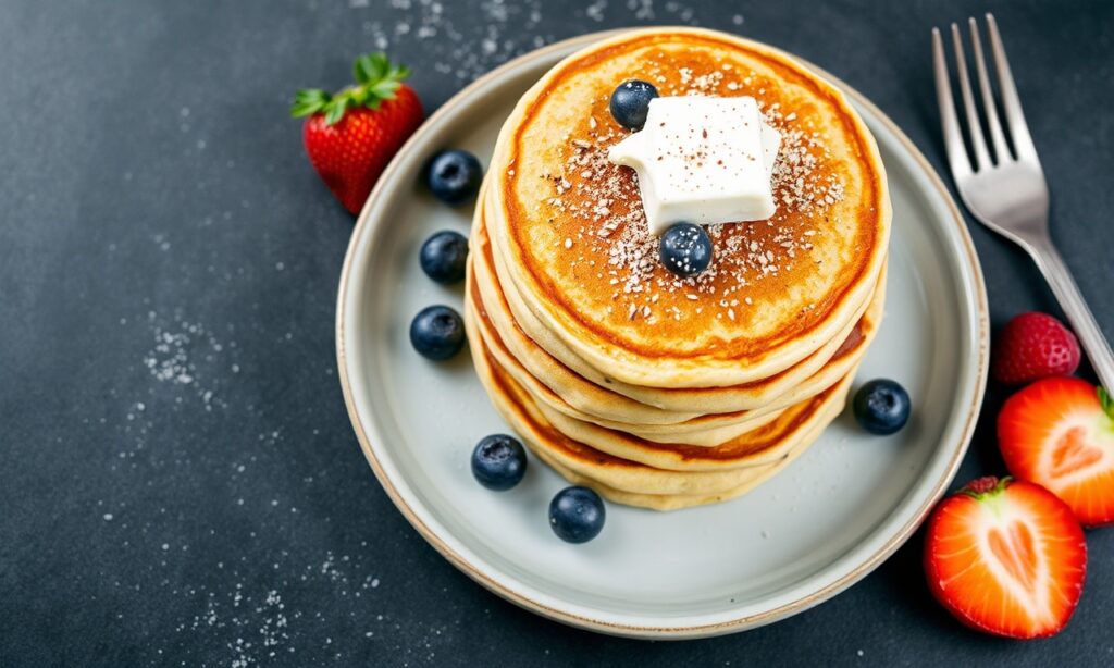 Fluffy Greek yogurt pancakes with a protein boost.