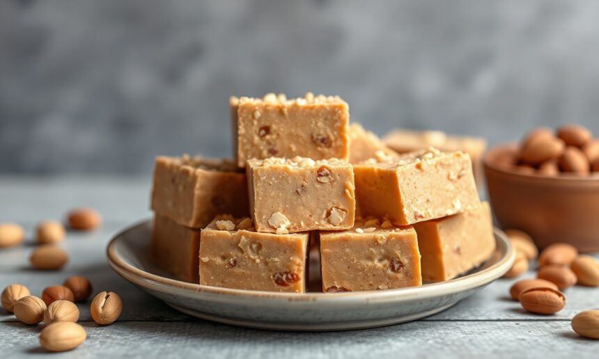 Creamy peanut butter fudge, decadent sweet bliss.
