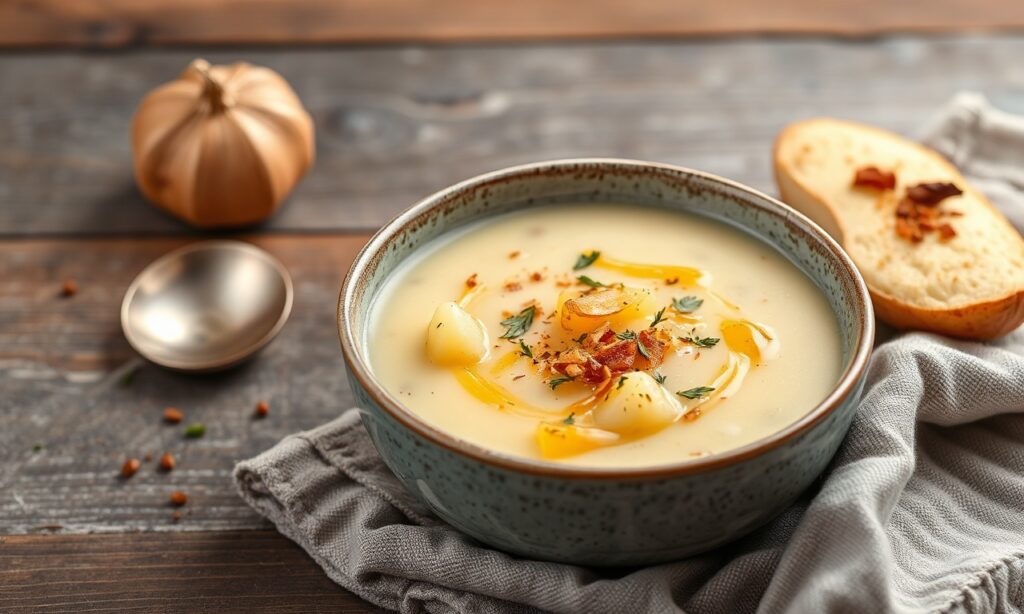 Soul-warming onion potato soup, a perfect comfort bowl.