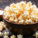 Crunchy sea salt popcorn, a savory delight.