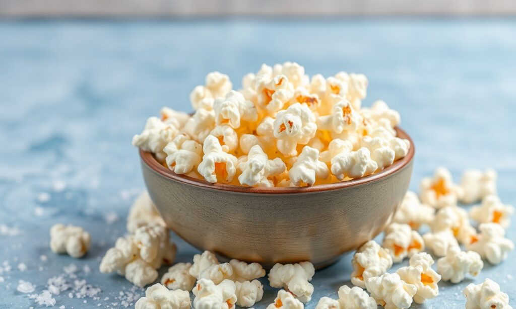 Sea salt popcorn: a crunchy, savory, irresistible delight.