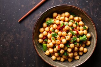 Spicy Kung Pao chickpeas: bold, classic twist.