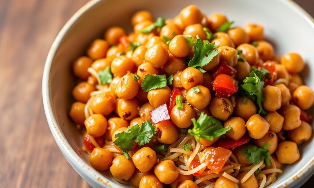 Spicy Kung Pao chickpeas: a bold, irresistible vegetarian twist on a classic.