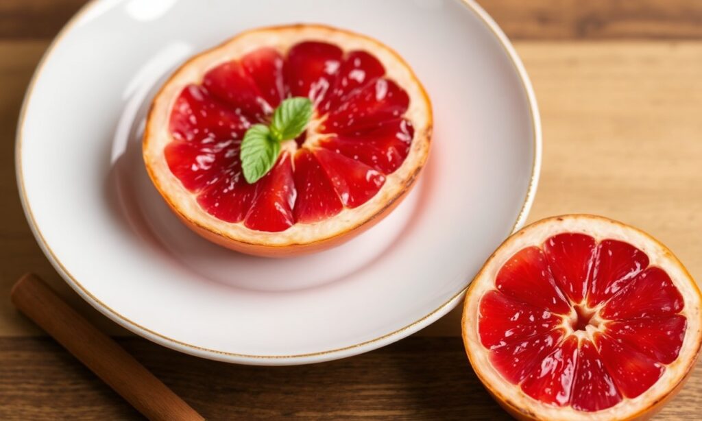 Broiled grapefruit with cinnamon: zesty, sweet, and spicy delight.