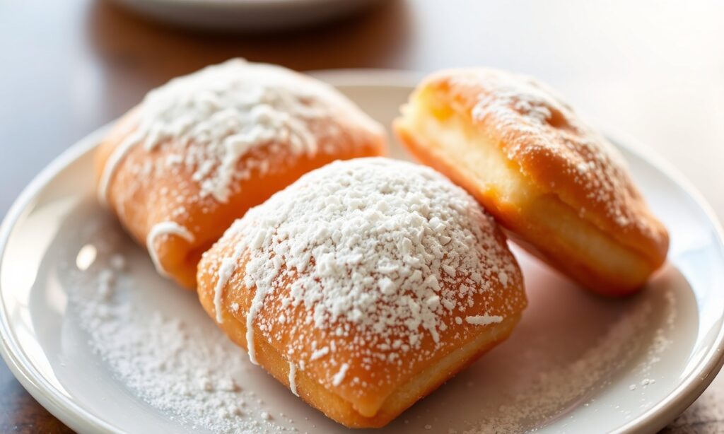 Beignets Uncovered: fluffy, golden dough dusted with sweet powdered sugar.