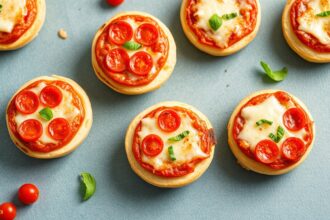 Mini English muffin pizzas: quick, tasty, fun snack.