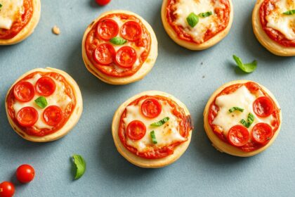 Mini English muffin pizzas: quick, tasty, fun snack.