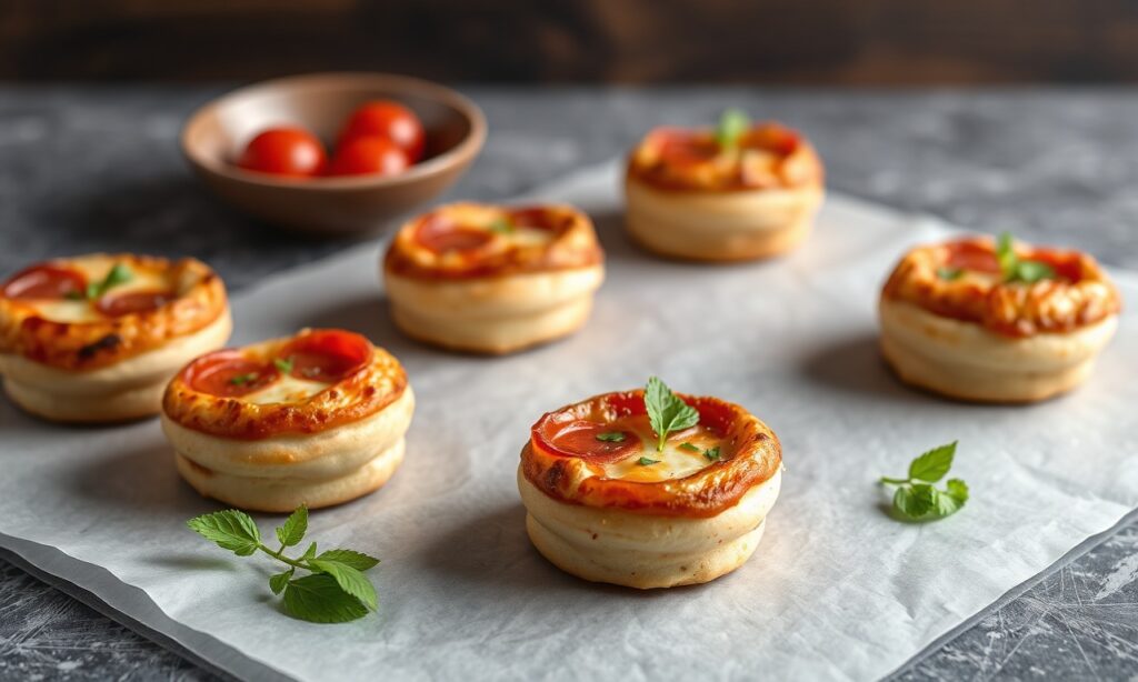 Mini English muffin pizzas: quick, tasty snacks, fun for all.