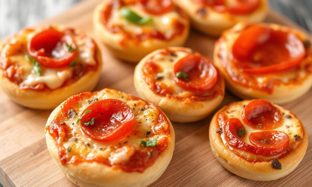 Mini English muffin pizzas: quick, tasty, and fun snack.