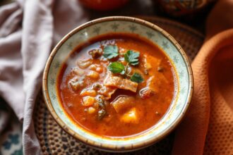 Hearty Harira Soup: A flavorful Moroccan culinary tradition.