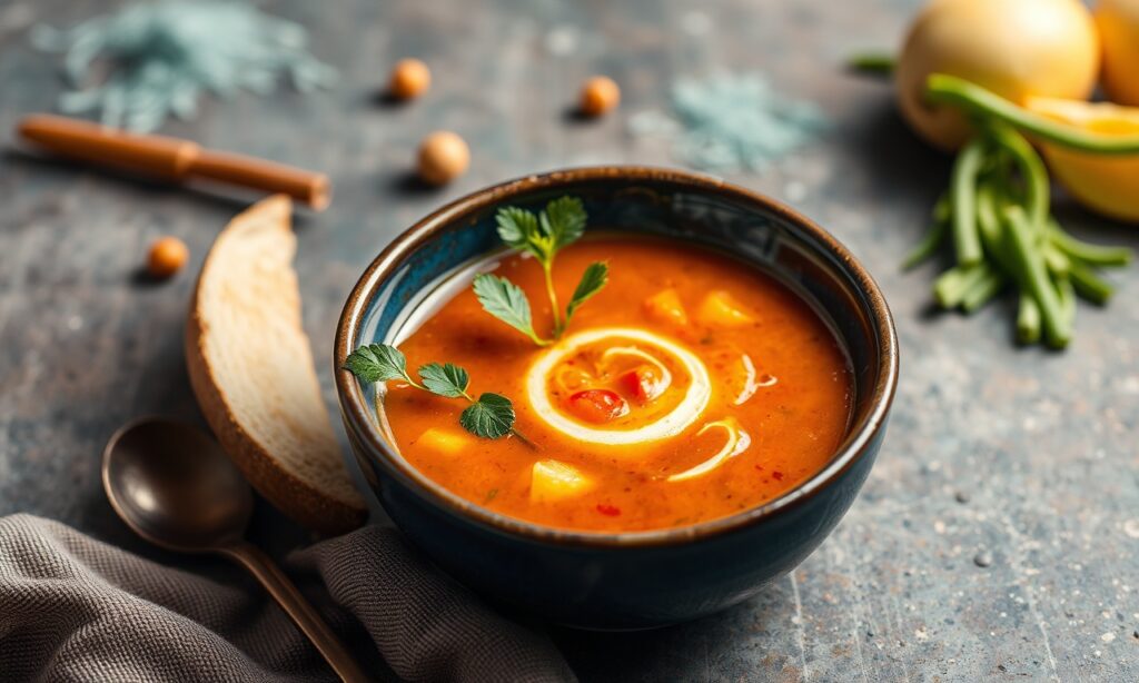 Hearty Harira Soup: Morocco's flavorful, traditional comfort food.