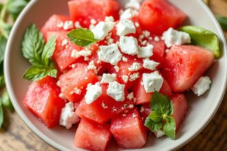 Zesty watermelon feta salad, a refreshing summer delight.