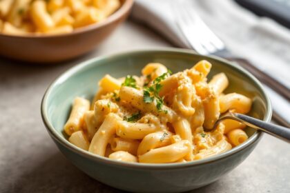Low-calorie mac and cheese: creamy, guilt-free comfort food delight.