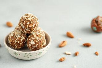 Energy boost: Homemade almond butter date balls for a healthy snack.