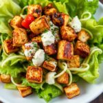 Crispy tofu vegan Caesar salad with bold, fresh flavor.